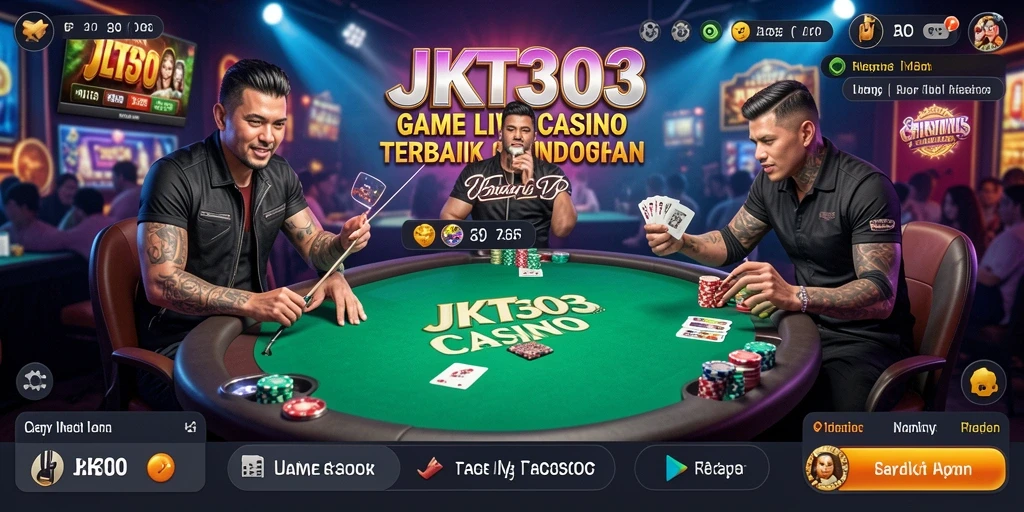Screenshot JKT303 menampilkan dealer langsung dan gameplay seru.