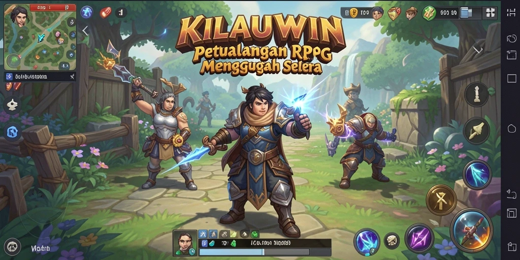 Screenshot gameplay KILAUWIN menampilkan pertarungan seru di dunia fantasi.