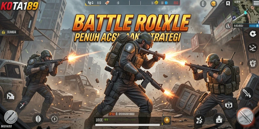 Gameplay seru KOTA189 dalam aksi Battle Royale intens.