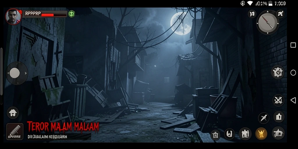 Tampilan gameplay RPRPRP yang menyeramkan dan mencekam.