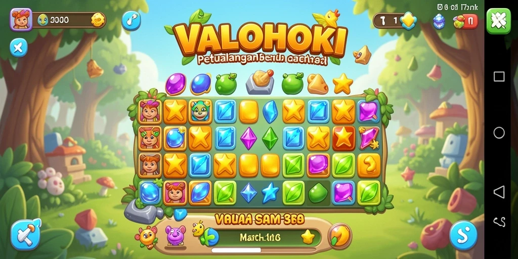 Tangkapan layar gameplay seru VALOHOKI saat mencocokkan buah.